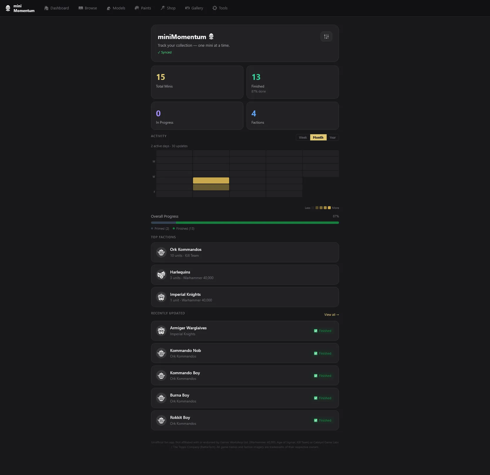 miniMomentum screenshot